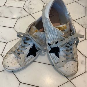 Golden Goose White and Black Star Sneakers